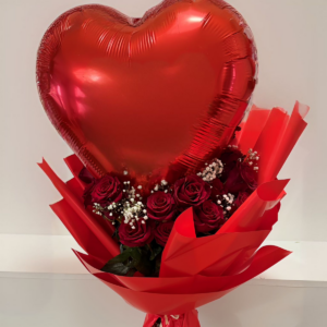 Kwiaty walentynkowe z balonem